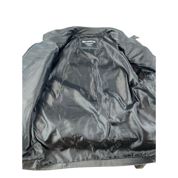 Carbon mens brown faux leather motorcycle jacket Size L SKU 9248 - Picture 11 of 12